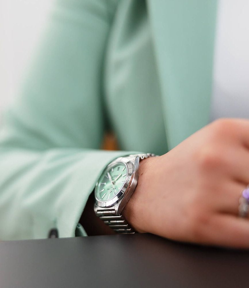 Breitling Chronomat 36mm Green Dial Steel Case Ladies Bracelet Watch image number 3