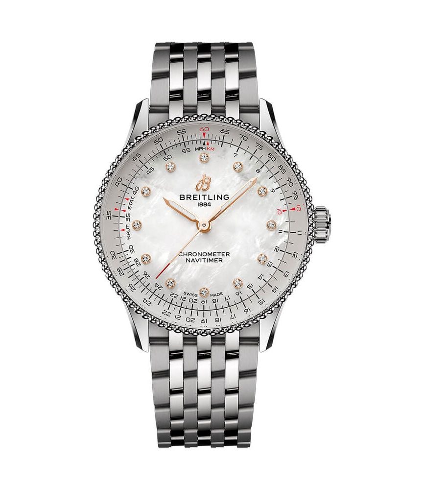 Breitling Navitimer Automatic 36mm Mother of Pearl Dial Steel Bracelet Watch image number 0