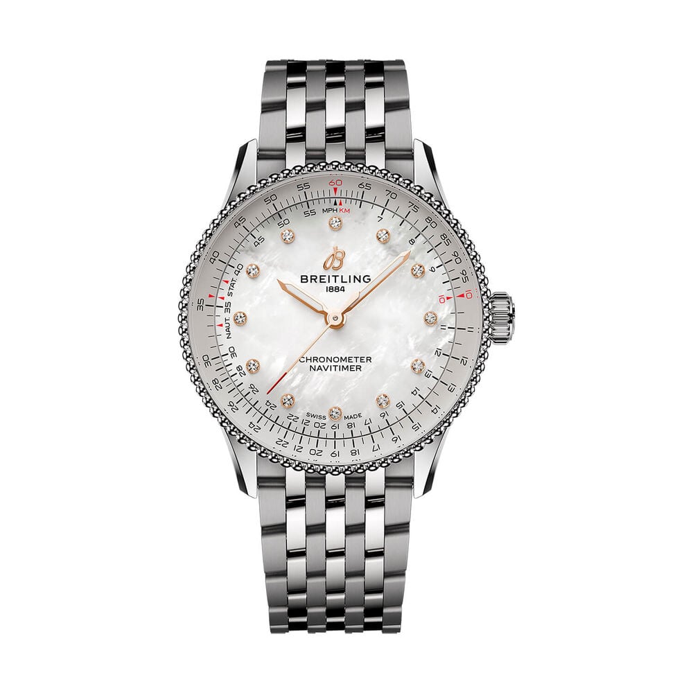 Breitling Navitimer Automatic 36mm Mother of Pearl Dial Steel Bracelet Watch image number 0