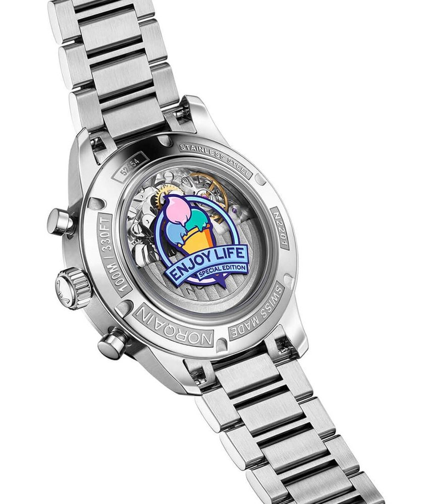 NORQAIN Freedom 60 Chronograph Enjoy Life Special Edition 40mm Dial Steel Bracelet Watch image number 3