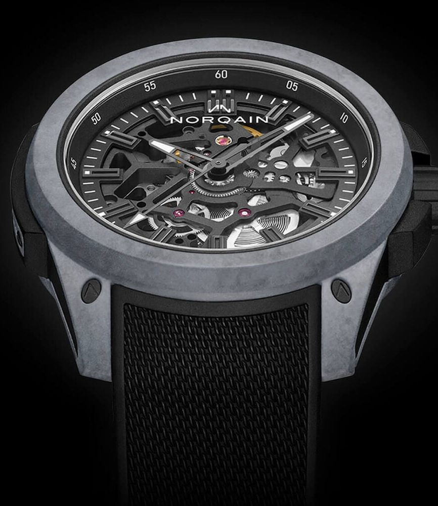 NORQAIN Wild ONE Skeleton 42mm Dial Black Rubber Strap Watch image number 2