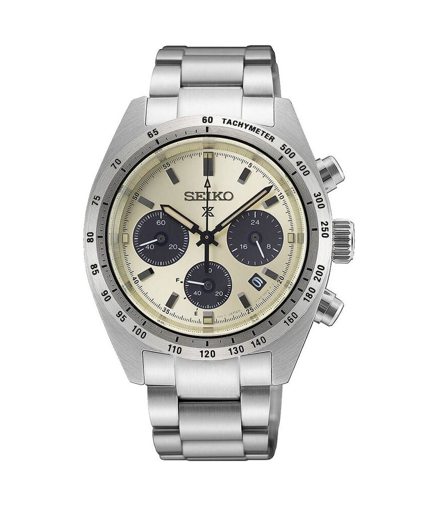 Seiko Prospex Speedtimer ‘Motoring’ European Exclusive 39mm Ivory Dial Steel Bracelet Watch image number 0