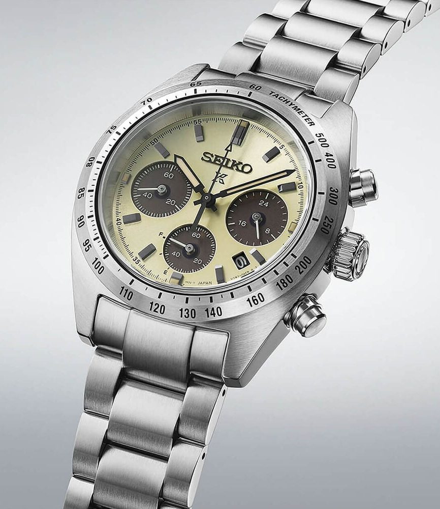Seiko Prospex Speedtimer ‘Motoring’ European Exclusive 39mm Ivory Dial Steel Bracelet Watch image number 2