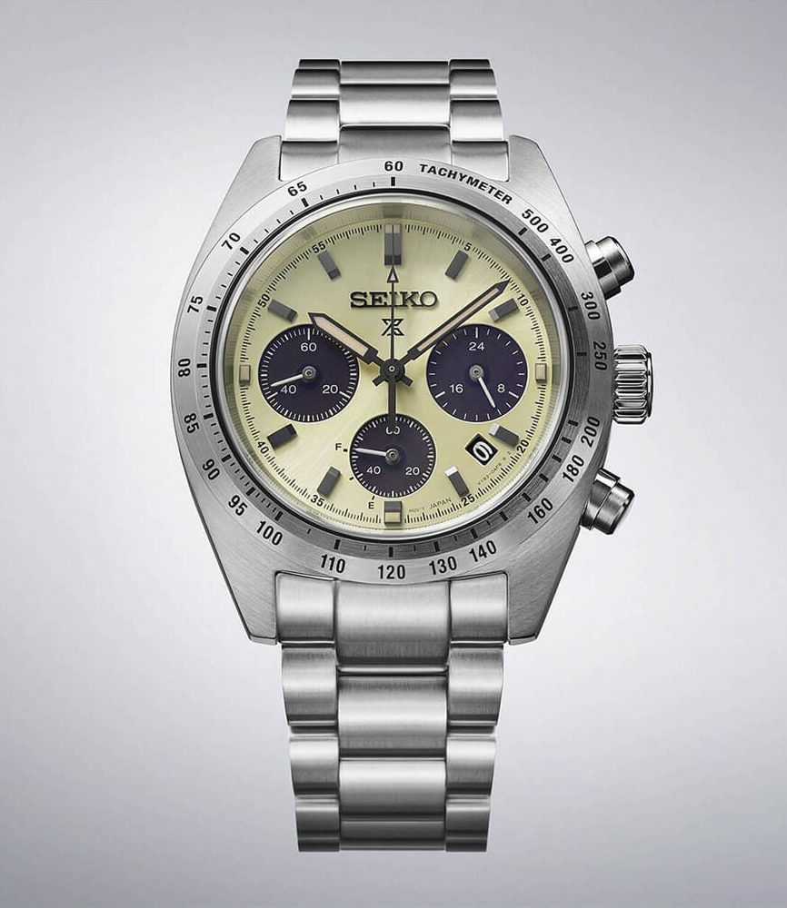 Seiko Prospex Speedtimer ‘Motoring’ European Exclusive 39mm Ivory Dial Steel Bracelet Watch image number 3