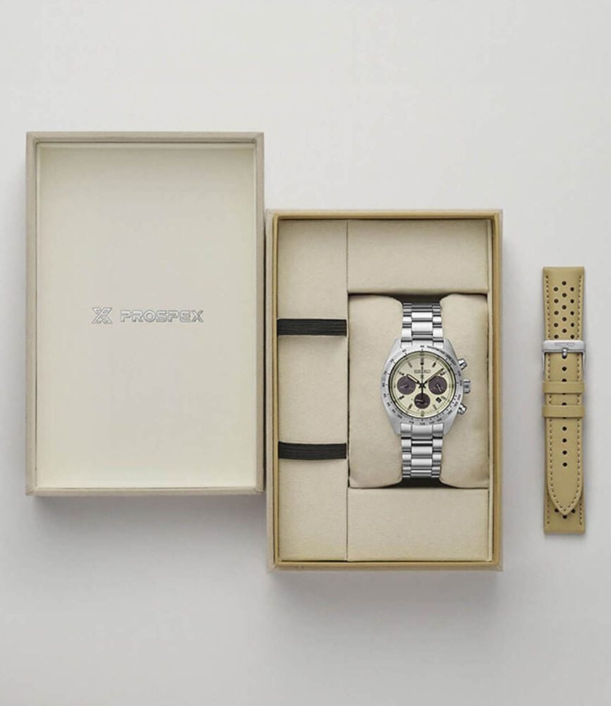 Seiko Prospex Speedtimer ‘Motoring’ European Exclusive 39mm Ivory Dial Steel Bracelet Watch image number 5