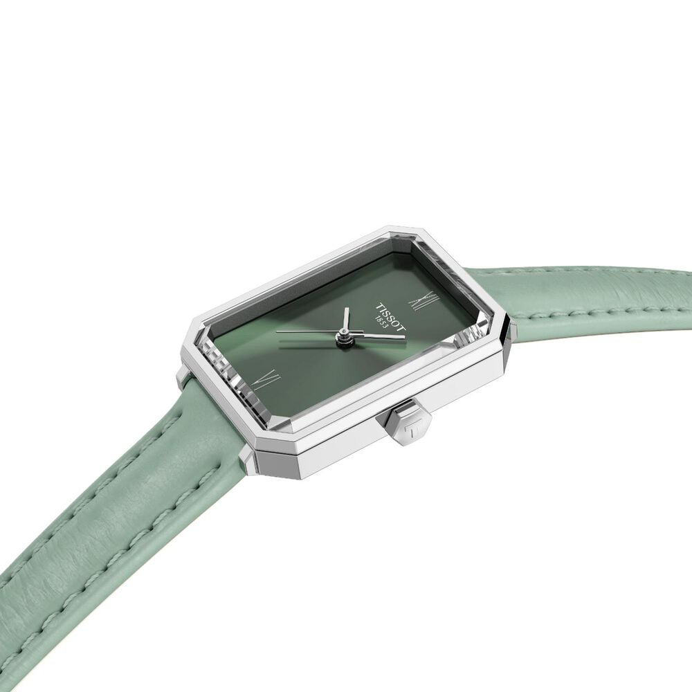 Tissot SRV 21.8mm Green Dial Leather Strap Watch image number 1